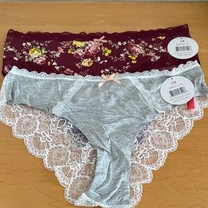 Elegant Floral and Gray Lace Panty Duo